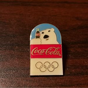 Vintage Coca-Cola Olympics‎ Polar Bear Lapel Hat Pin